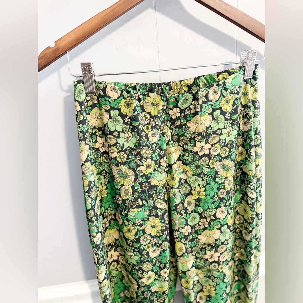 Zara Green Floral Wide-Leg Pants - Picture 5 of 8